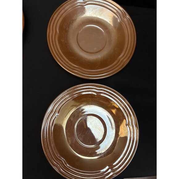Set of 6 FireKing Peach Luster Oven Ware Saucers 6” Diameter - Picture 4 of 7